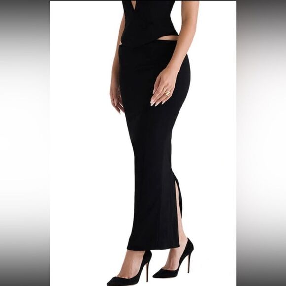 NWOT House Of Cb Martinez Maxi Black Skirt Cut Out Size S - Picture 5 of 12